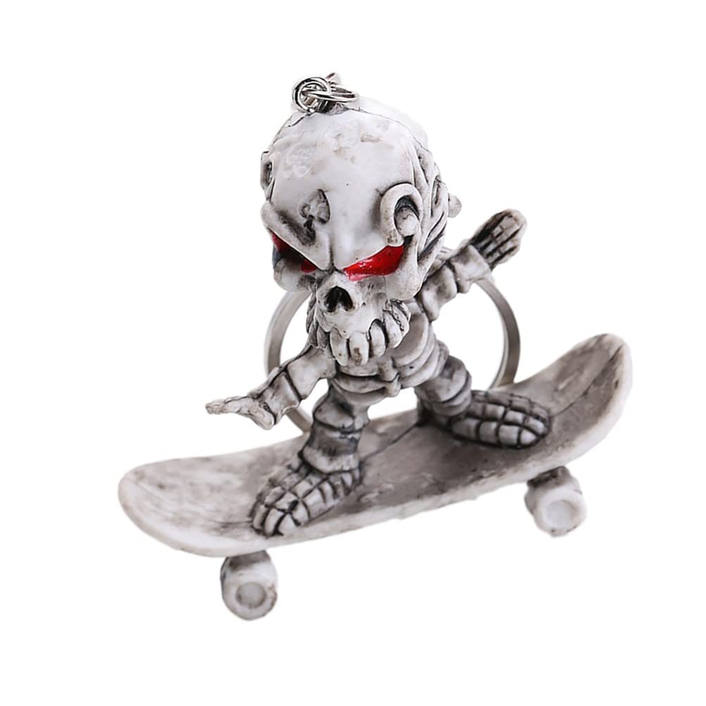 Generic1 pc Halloween Skull Keychain Rubber Skeleton Hanging Pendant Fashion Skateboard Skull Handbag Car Keyring Decor