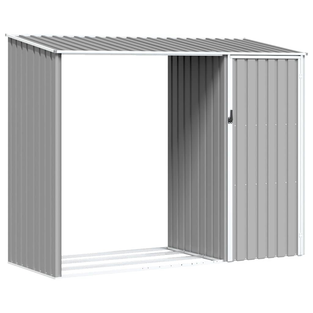 vidaXL Cobertizo de Jardín Cabaña de Troncos Patio Caseta Arrojar Plane Almacenamiento Herramientas Equipos Resistente de Leña Gris Acero Galvanizado