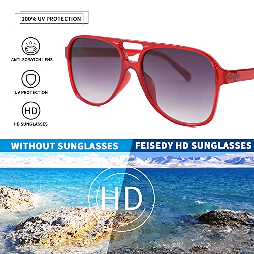 Image of FEISEDY Vintage Retro 70s Plastic Aviator Sunglasses Women Men Classic Large Squared Frame B2751