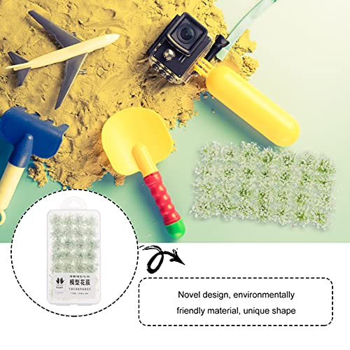 BESTonZON Modellbau Streugras Landschaftsbau Material Weiß Grasbüschel Modell 28 Stücke Miniatur Blumen Pflanzen DIY… – Bild 6