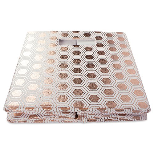 DII Hard Sided Collapsible Fabric Storage Container for Nursery Offices, & Home Organization, (11x11x11") - Honeycomb Copper - Image 3