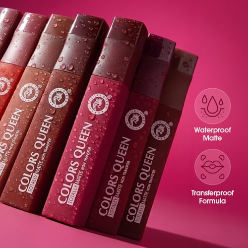 Image of Colors Queen Totally Matte Liquid Lipstick | Intense Color Payoff, Lightweight & Comfortable, One Swipe Application | Long Lasting, Non Transfer Liquid Lipstick for Women (17 - Dob Net, 7.5g)