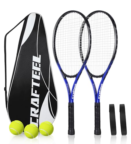 Set di 2 racchette da tennis da 68,6 cm, per principianti, 67 cm, per sport ricreativi all'aperto, colore blu