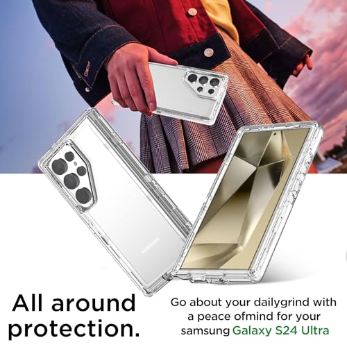 Image of AICase for Samsung Galaxy S24 Ultra Case Clear,Heavy Duty Durable 3-Layer [Not Yellowing][Military Grade Drop Protection] Shockproof /DropProof Protective Cover for Samsung Galaxy S24 Ultra 6.8 inch 5G
