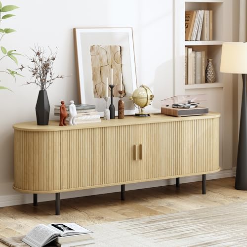 Image of ComfyCorner 63 inch Mid Century Modern TV Stand with Sliding Doors for 65 inch TV