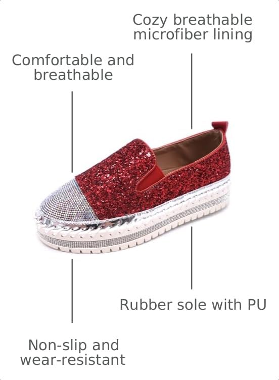 Image of Women's Fashion Rhinestone Slip On Sneakers Casual Comfort Platform Walking Shoes Cute Bowknot Glitter Bling Loafers