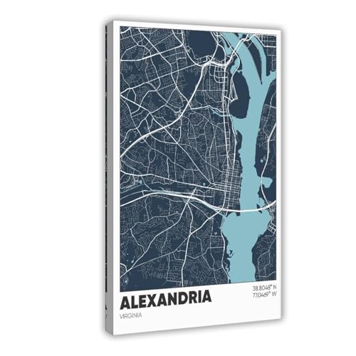 Alexandria VA Map Poster 16x24 Wall Art Canvas Print