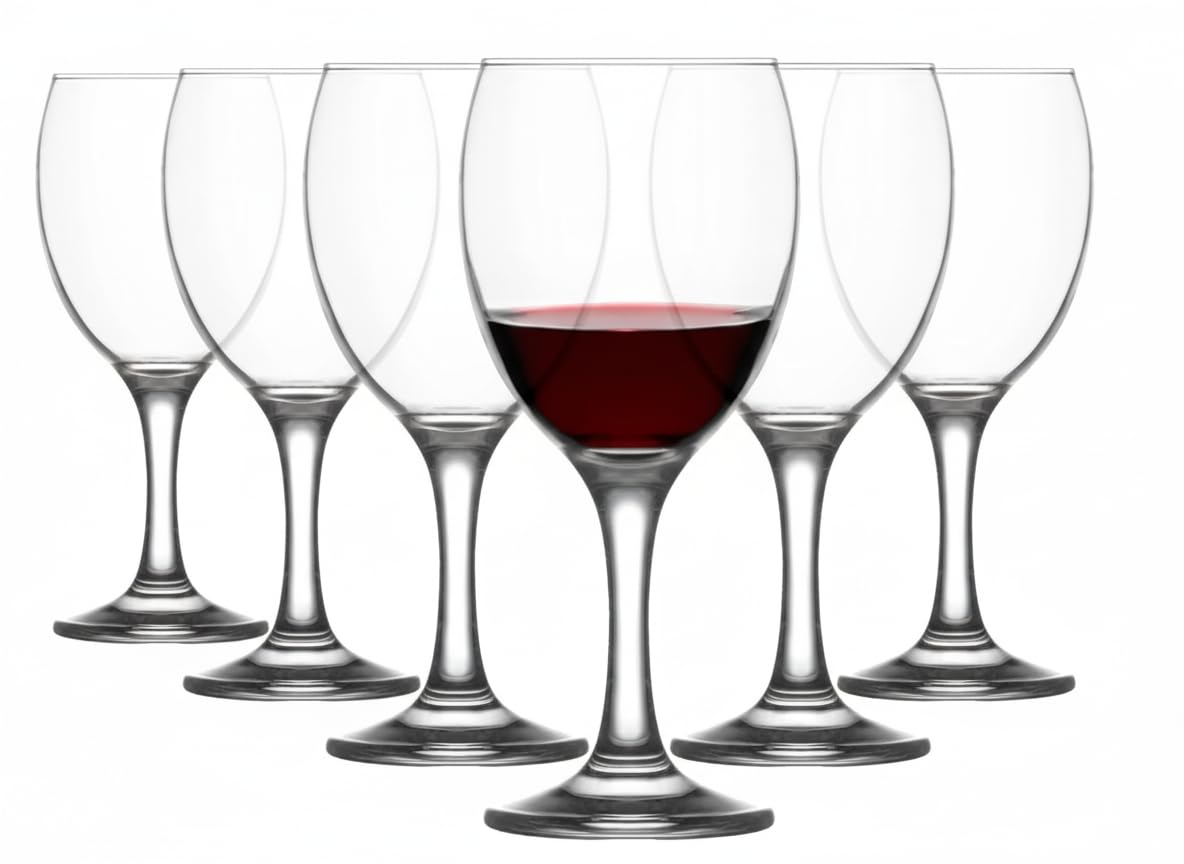 Acense 6X 340ml Red Wine Glasses – Elegant Goblets for Weddings, Christmas, and Parties, Dishwasher Safe