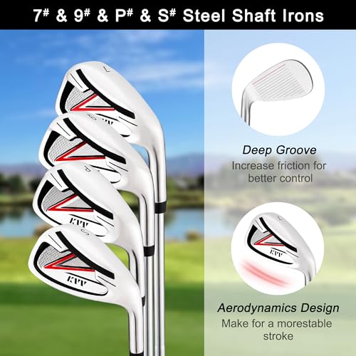 Image of KVV Men Complete Golf Clubs Set, 7 /11 Piece Full Golf Club Set with /Without Stand Bag, Right & Left Handed All Golf Clubs for Men Beginner