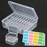 30PCS Kleine Aufbewahrungsboxen (5,5x5,5x2cm) & 1 Gro&szlig;e Perlen Aufbewahrungsbox mit 2 Etiketten - Ideal f&uuml;r Perlen, Schmuck & Kleinteile. Robust, transparent & stapelbar f&uuml;r Haushalt & Hobby