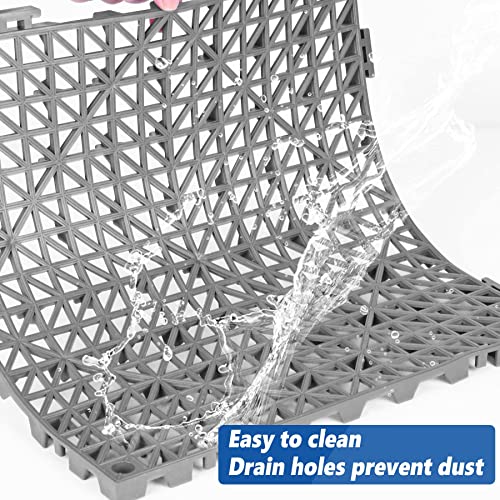 Image of ToLanbbt Modular Interlocking Cushion 36P 11.8 inch x 11.8 inch Interlocking Rubber Floor Drain Holes Non-Slip Splicing Drainage Mats for Deck, Shower, Kitchen, Drain Pool, Sauna Bath, Indoor Outdoor (Grey)