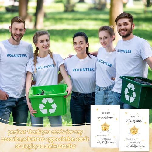 Nosiny 50 Set Star Pins Employee Appreciation Gift Include Star Badge Lapel Pins Bulk Inspirational Greeting Cards and Bag Christmas Thank You Gift for Nurse Women Team Volunteer Student Teacher4