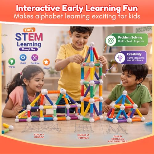 Image of Toy Imagine Flexible Magnetic Telescopic Sticks Building Blocks for Kids 26 PCS | Magnetic Sticks & Suction Tubes DIY Educational STEM Toy | Building Construction Brain Game Gift for Kids 3+ Years