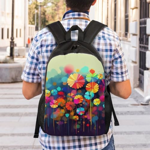Sac à dos ordinateur portable noir à fleurs protégeant de la pluie léger