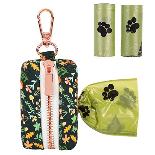 Image of Dog Waste Bag Holder for Leash, Dogs Poop Bag Dispenser with Durable Metal Clip Carabiner and Zipper-30 Free Leak-proof Dog Waste Bags for Walking Travel Outdoor Use