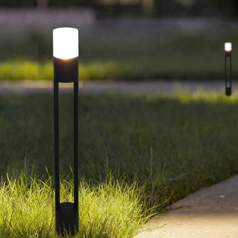 Glowave Outdoor 600mm Modern Grey Cylindrical Cage Bollard Garden Light for Pathways, Driveway, IP65 Waterproof - Warm White-image-6