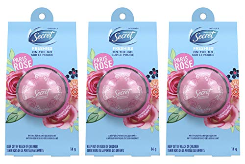 Secret Invisible Antiperspirant and Deodorant for Women, Freshies On-the-Go, Paris Rose - 0.5 Oz / 14g x 3 Count, Travel Friendly