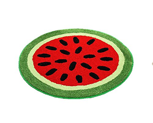 KUKISHOP Baby Round Creative Shaggy Watermelon Area Rugs and Carpet Soft Bedroom Home Carpet Mat Pad for Kids Play,Round 35.4