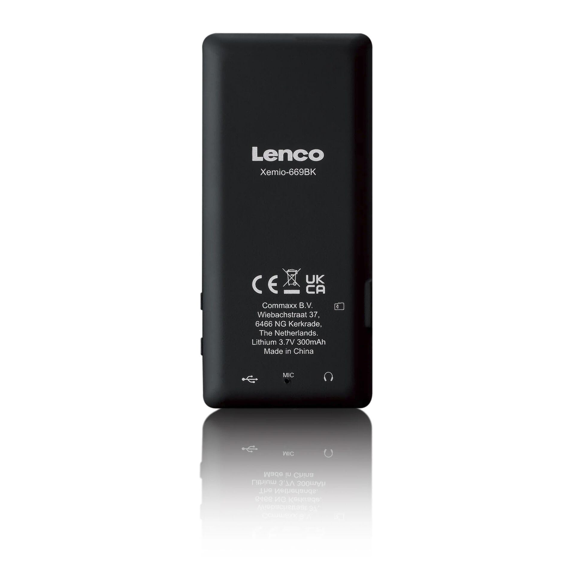 Lenco Xemio-669BK Lettore MP3 MP4 8 GB, Schermo TFT LCD 2,4" - Registratore Vocale - USB-C - Nero