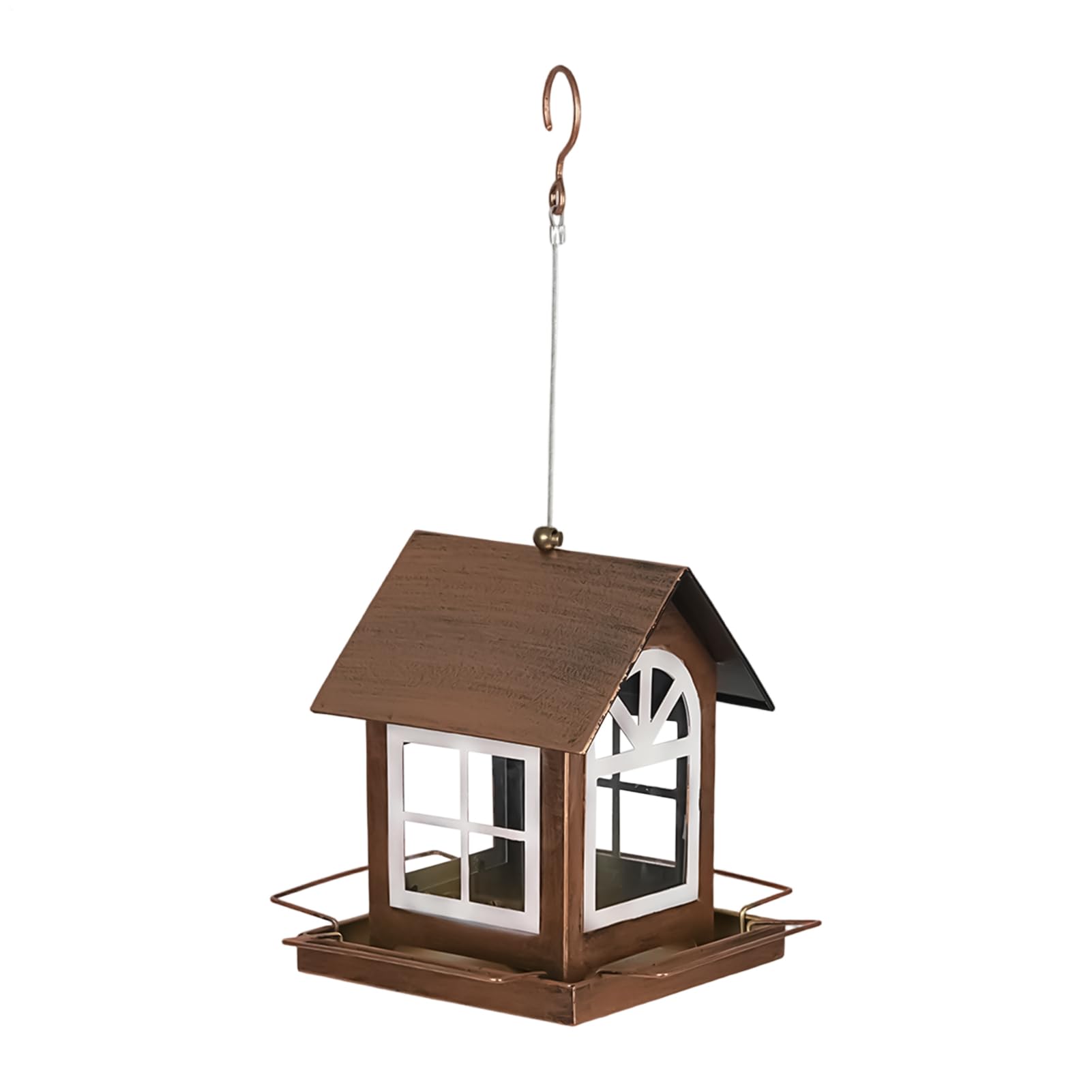 Mangeoire à oiseaux en métal pour une utilisation extérieure,Mangeoire en métal robuste | Mangeoire à oiseaux sauvages suspendue en forme de maison résistante aux intempéries - Pour jardin et balcon