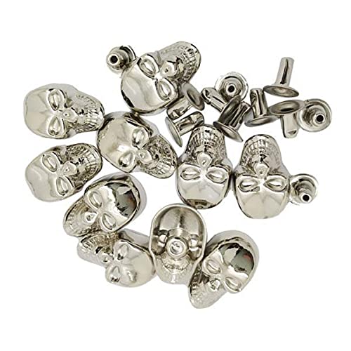 FABLOFT® 2x10 Sets Skull Studs Rivets Punk Rock DIY Spikes Shoes Bags Decor Silver-image-2
