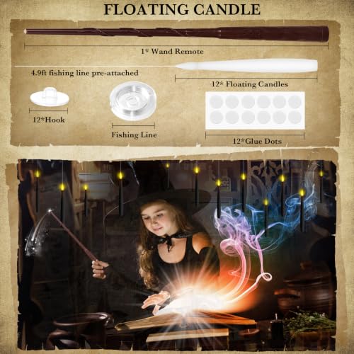 Image of 24Pcs Floating Candles with 2 Wand Remote Timer for Halloween Decor - White
