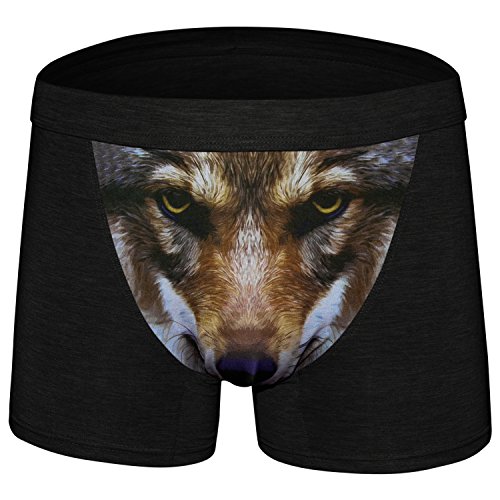 sandbank Men's Sexy Funny 3D Wolf Print Boxer Briefs Underwear Shorts Trunks