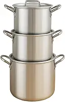 Kit 3 Caçarolas de Alumínio Polido com Tampa – 4,5L 5L 7L | Panelas Reforçadas 3mm para Feijoada, Sopas e Caldos
