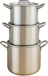 Kit 3 Caçarolas de Alumínio Polido com Tampa – 4,5L 5L 7L | Panelas Reforçadas 3mm para Feijoada, Sopas e Caldos