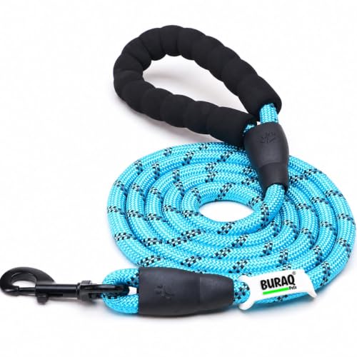 Image of Buraq Pets 5FT Dog Leash with Soft Padded Handle Reflective Rope