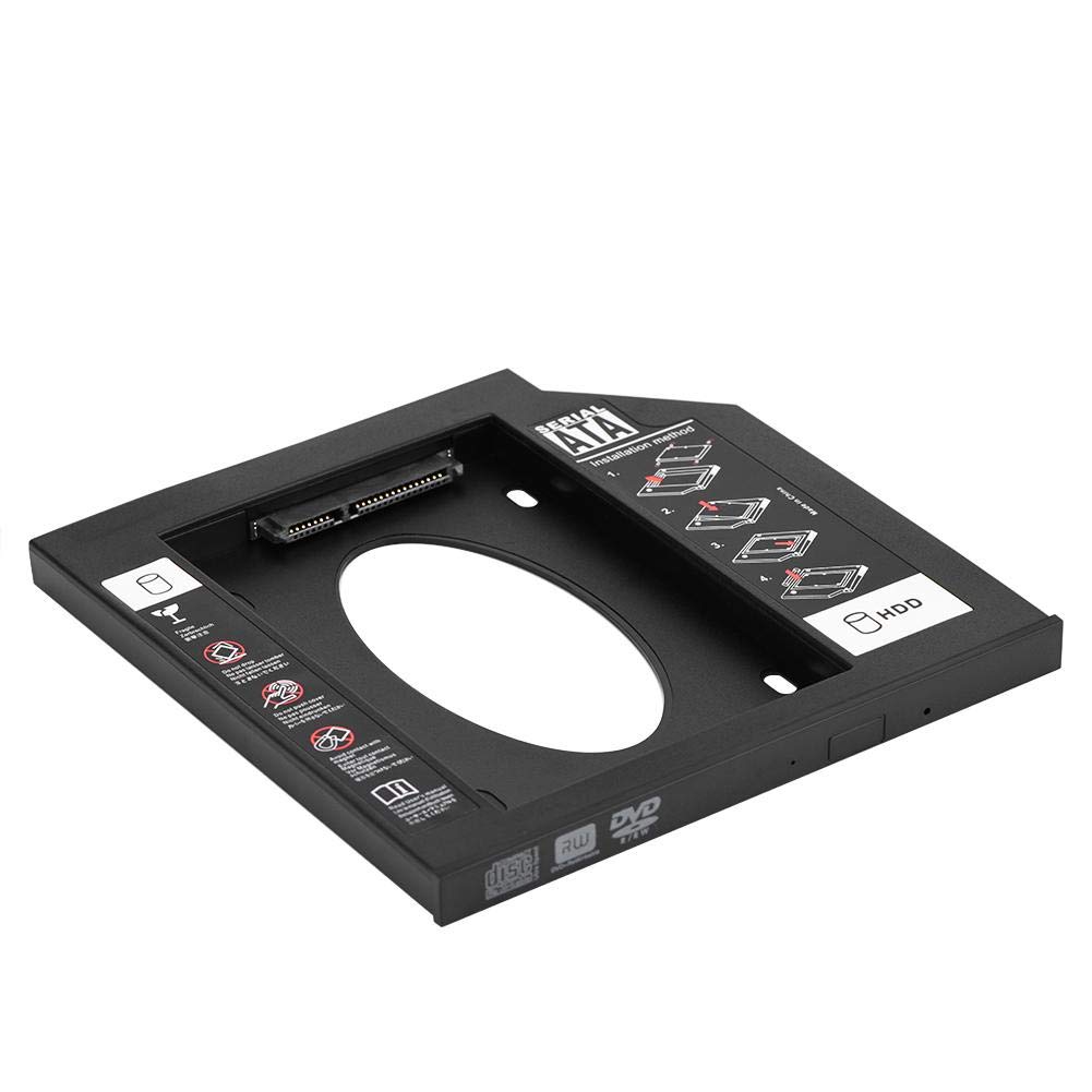 Bewinner 2,5-calowy dysk twardy SATA HDD SSD adapter Drugi dysk twardy obudowa dla kieszeni 9,5 mm / 12,7 mm optyczny adapter DVD do laptopa CD/DVD-ROM (9,5 mm)