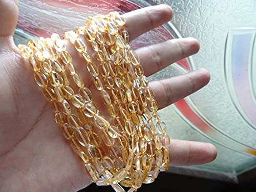 Citrine naturelle en fil de perles ovales lisses 8-10mm pour joaillerie