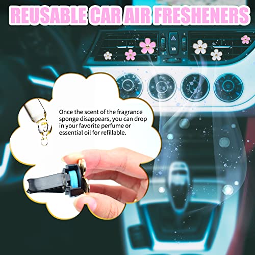 Dedc Car Air Fresheners, 8 Pcs Car Scents Air Freshener, Car Vent Clip Air Freshener, Flower Air Freshener Car Clips, Pink & White #TOP2