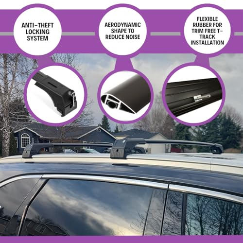 Image of ERKUL Roof Rack Cross Bars for Chevrolet Chevy Trax 2013-2022 | Aluminum Crossbars with Anti Theft Lock for Rooftop | Compatible with Raised Rails - Black