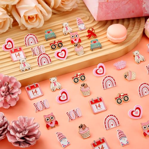 Image of Quelay 60 Pcs Valentines Lapel Pin Bulk Heart Gnome Cupid Enamel Pins Happy Valentines Decorations for Clothes Bags Backpack Jewelry Hat Jacket Decoration Party Favors Galentines Gifts