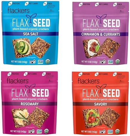 Flackers Variety 4-Pack, Sea Salt, Rosemary, Savory & Cinnamon