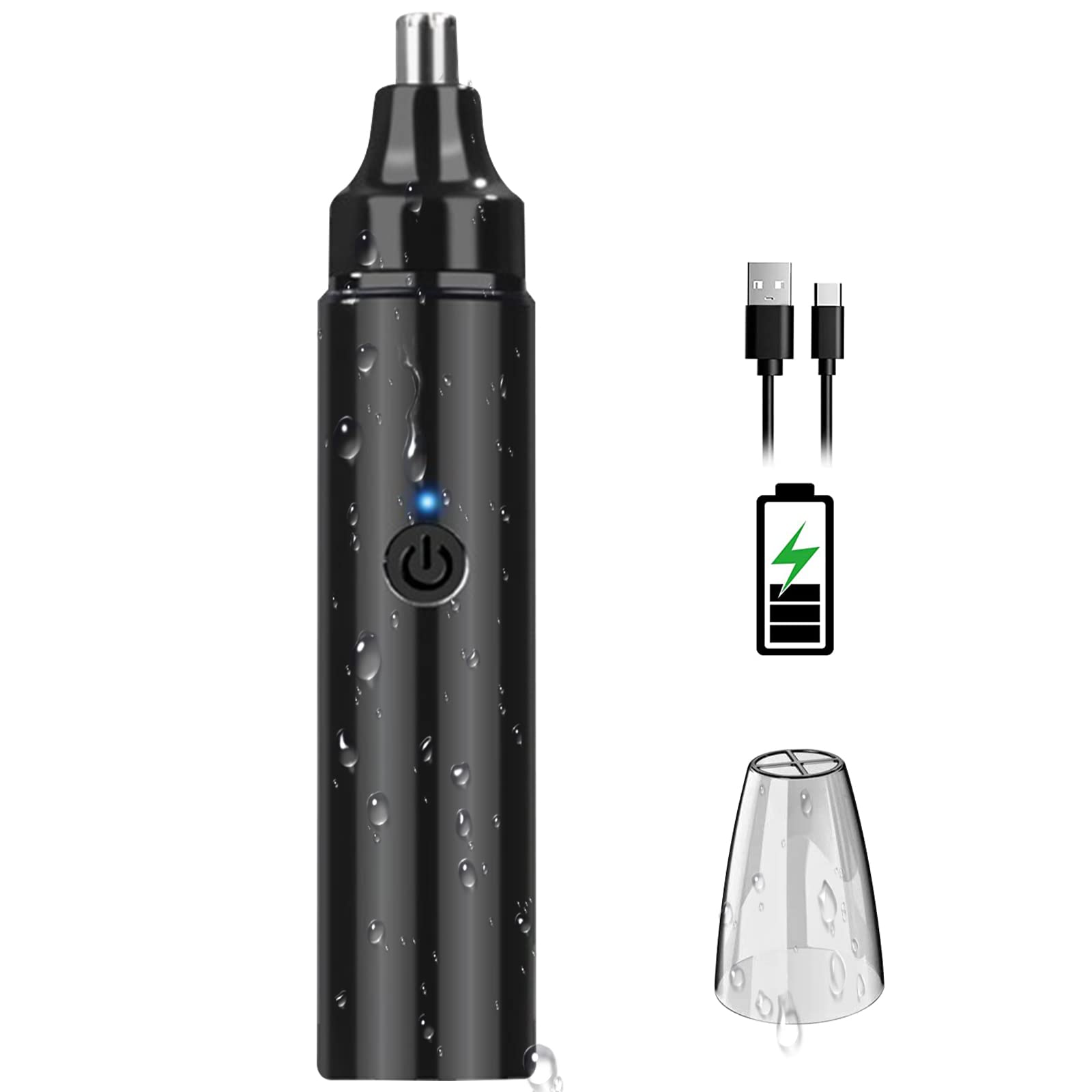 Yakiter Ear Nose Hair Trimmer Clipper Abody Electric Nose and Ear Hair Trimmer, with 360°Rotating Painless Dual Edge Blades, Facial Hair Trimmer for Men and Women