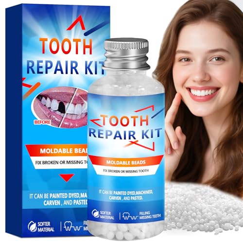 Tooth Repair Kit, Moldable Teeth Beads, for Missing, Broken Temporary Thermoplastic Beads, Comfortable DIY at Home Use