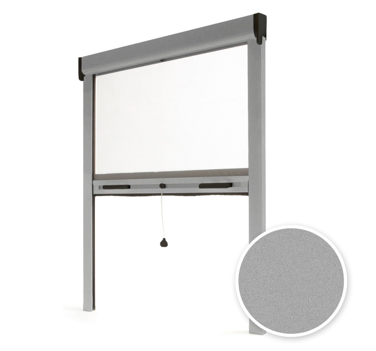Avosdim Insektenschutz-Rollo für Fenster, Aluminium, Luxe, 160 x 100 cm, zuschneidbar, Grau strukturiert, 7038, Schutz gegen Insekten