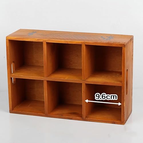 Miniatura 8 de KESYOO Caja de almacenamiento de madera 6 ranuras de partición vintage ventana caja de exhibición accesorios DIY accesorios de tiro