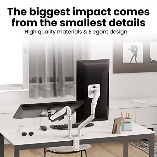Image of EVEO Premium Dual Monitor Mount 14 inch-35 inch Dual Monitor Arm VESA Bracket Adjustable Height Gas Spring Dual Monitor Stand, Screen Full Motion Dual Monitor Arm-Computer Monitor Stand for 2 Screens - White