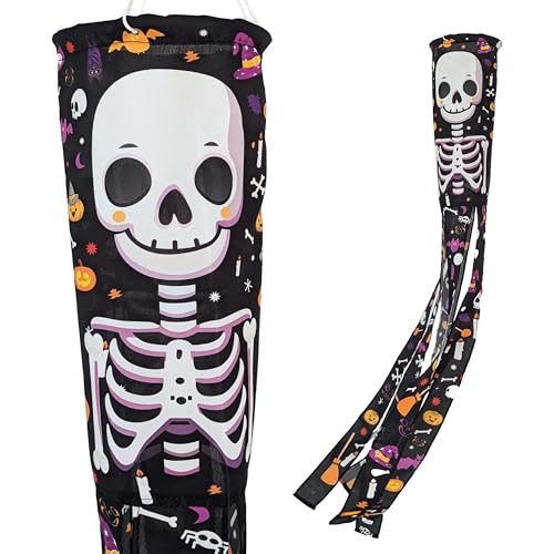 Madrona Brands Halloween Skeleton Windsock | Durable Outdoor Hanging Wind Sock Decoration | Yard Porch Lawn | 48 Inch