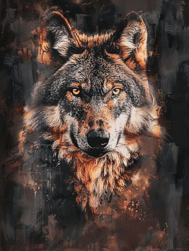 Point de croix loup 14CT kit complet adulte broderie 50x70cm