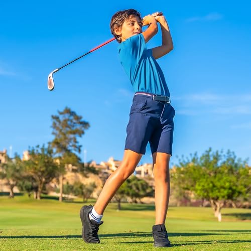 Image of Boys Polo Shirts Short Sleeve Striped Performance Moisture Wicking Dry Fit Golf Shirts for Boys Youth Kids
