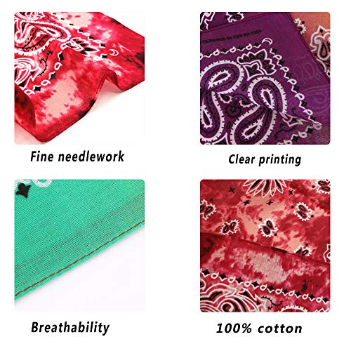100% Cotton Bandana 12-Pack Paisley Head Wrap Headband Handkerchief Scarf Wristband For Men And Women Halloween Xmas Gift (22? X 22") #TOP2