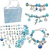 Koonafy 63Pcs DIY Charm Armband Kit, Schmuckbastelsets Mädchen, Armbandbastelsets mit Perlen Anhänger, Armband Bastelset Geschenke für Erwachsene Jugendliche Anfänger