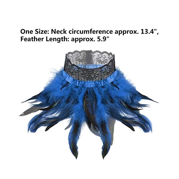 YiZYiF Viktorianisches Natürliches Feder Halsband Punk Gothic Damen Spitze Choker Kragen Wrap Karneval Fasching Kostüm Accessoires – Bild 8