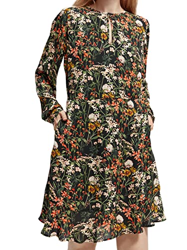 Scotch & Soda Damen Ruffle Hem Allover Printed Mini Dress Kleid, Mehrfarbig...