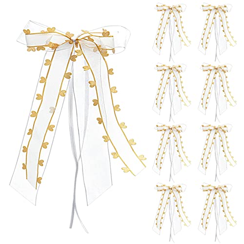 LxwSin 30 pzs Lazos Decorativos para Coche, satén Lazos para Coche de Boda, Lazo Decorativo para decoración Coches Novio,Coche Novia (Blanco) Cover