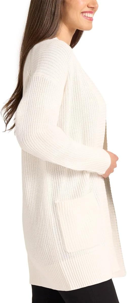 Max and Mia Women's Open Front Long Sleeve Combed Cotton Cardigan Sweater with Pockets - Image 2